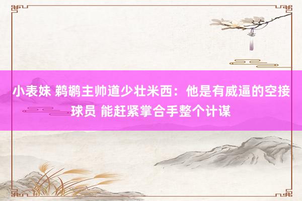 小表妹 鹈鹕主帅道少壮米西：他是有威逼的空接球员 能赶紧掌合手整个计谋